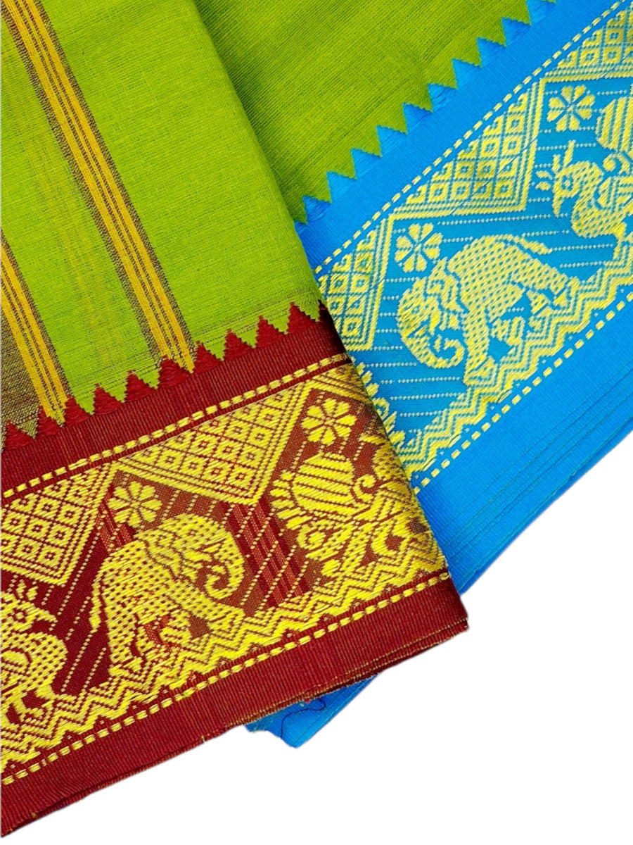 Cotton Mens Panjakejam Colour Dhoti With Fancy Border &amp; Towel set [9 X 5]