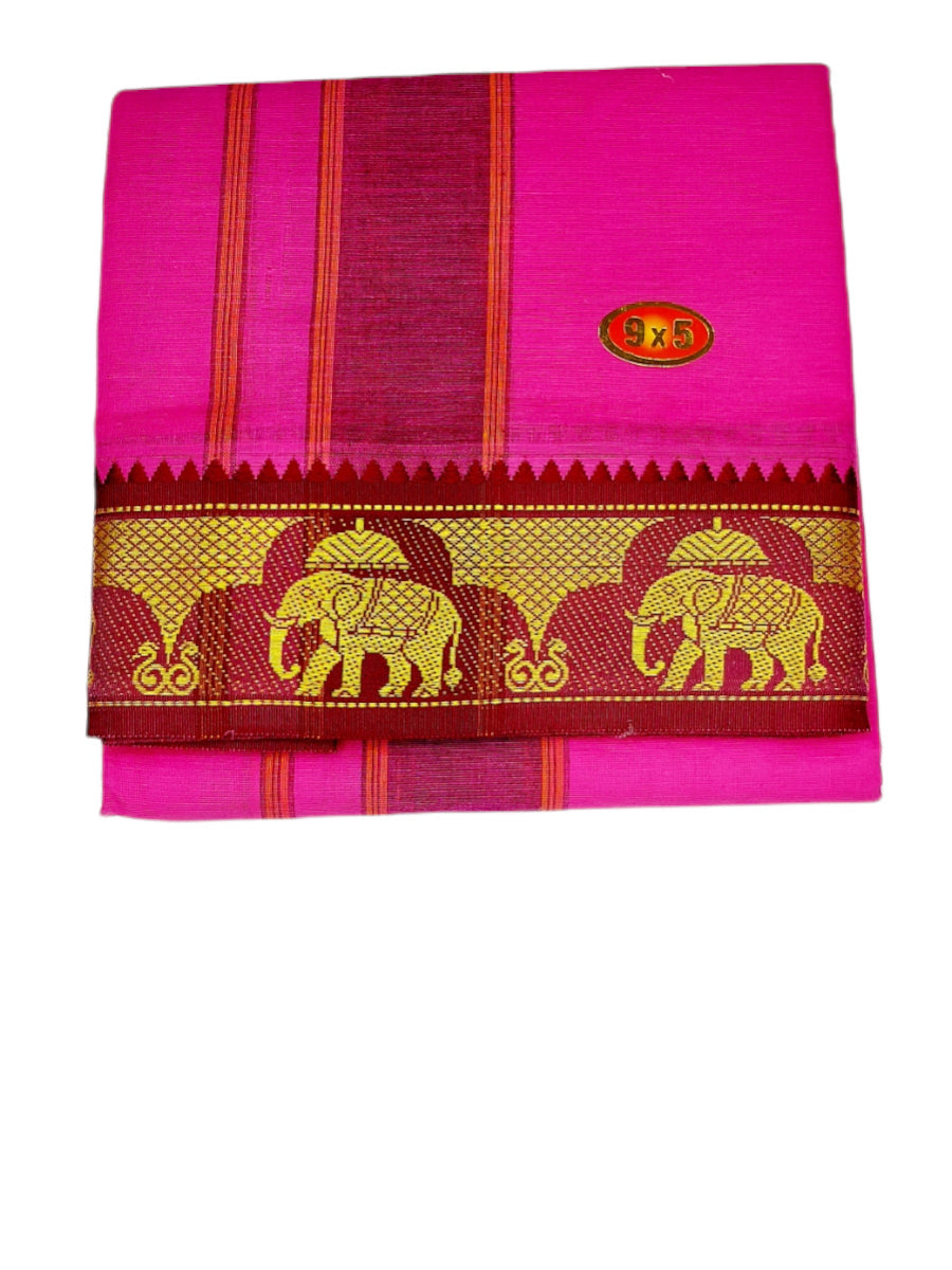 Cotton Mens Panjakejam MultiColor Dhoti With Fancy Border & Towel set [9X5]