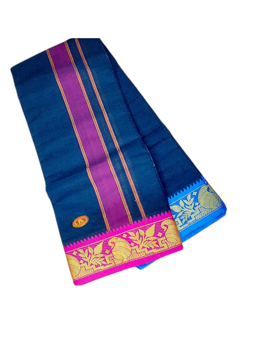 Cotton Mens Panjakejam Colour Dhoti With Fancy Border & Towel set [9 x 5]