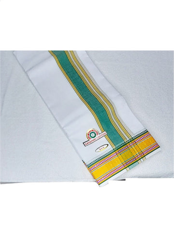Cotton Mens Panjakejam White Dhoti With Gold Border & Towel set [9*5]