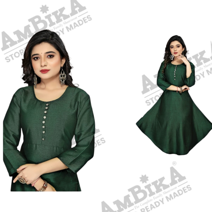 Women's Pure Cotton Plain  Kurtis Tops with 3/4 Sleeves